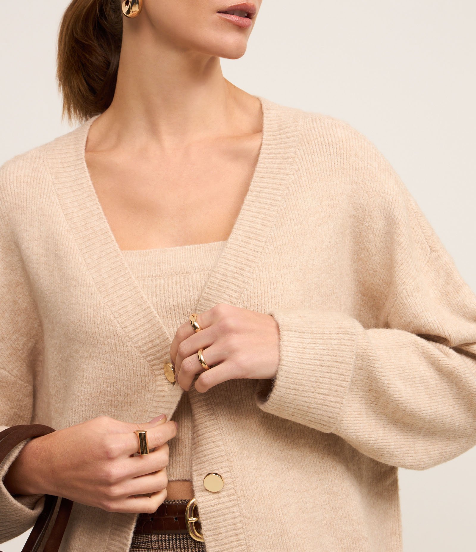 Cardigan Alongado em Tricô com Lã e Fundo Mescla Bege 4