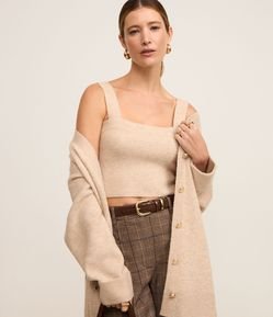 Blusa em Tricô com Decote Quadrado e Alça Larga