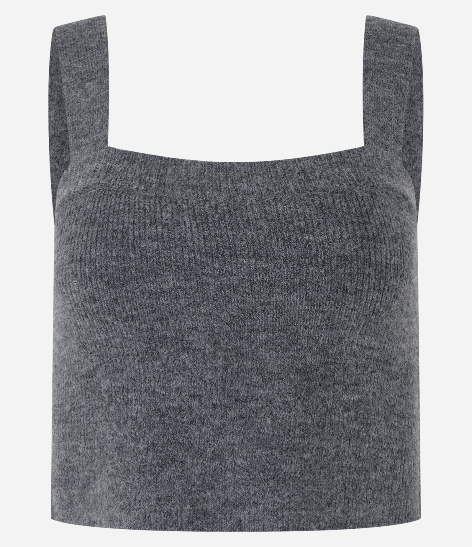 Blusa em Tricô com Decote Quadrado e Alça Larga Cinza Mescla 5