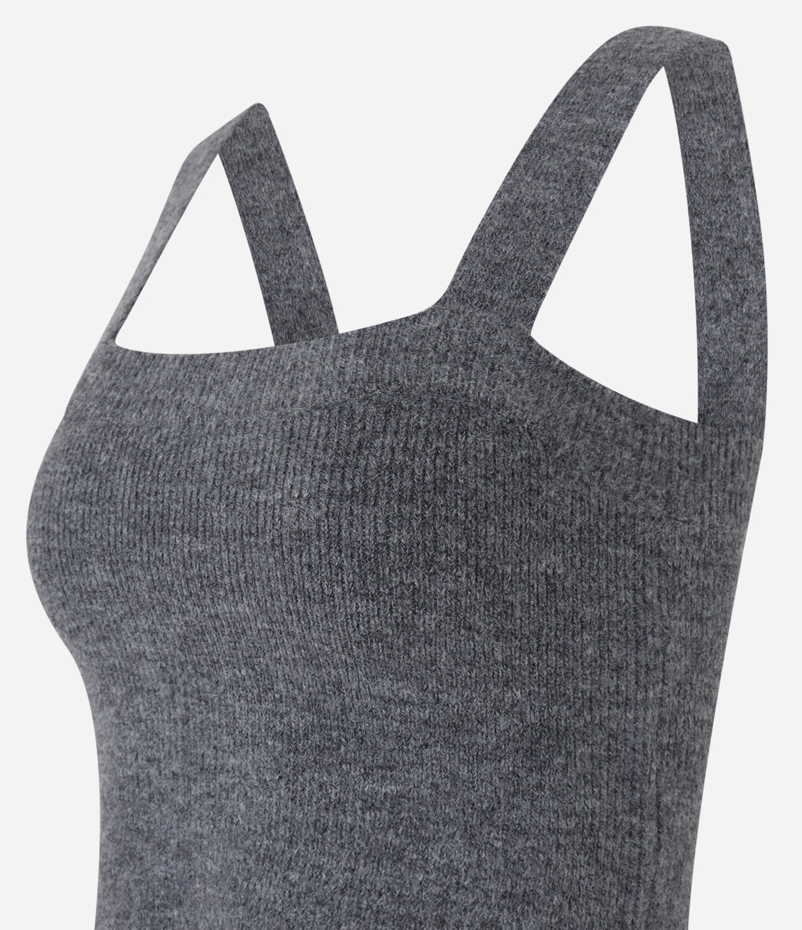 Blusa em Tricô com Decote Quadrado e Alça Larga Cinza Mescla 6