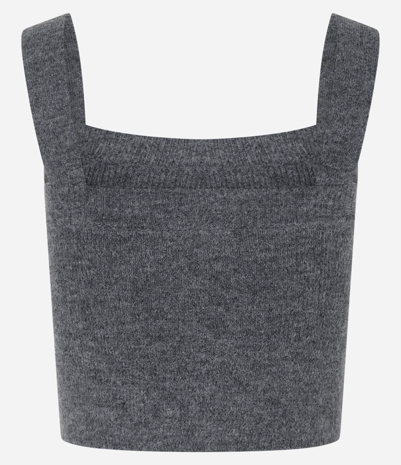 Blusa em Tricô com Decote Quadrado e Alça Larga Cinza Mescla 7