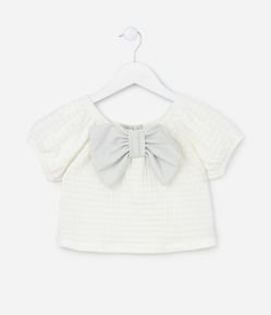 Blusa Infantil Texturizada com Laço Grande Aplicado - Tam 1 a 5 Anos