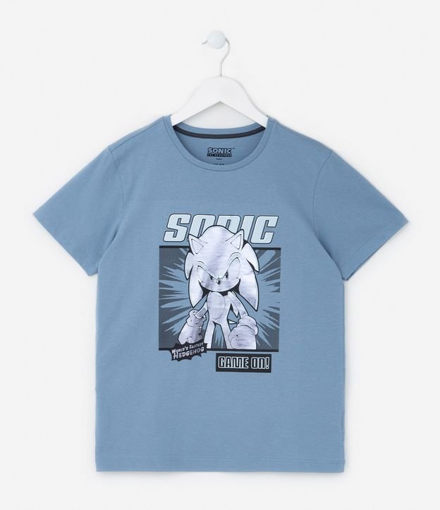 Pijama Curto Infantil com Estampa do Sonic - Tam 5 a 14 Anos