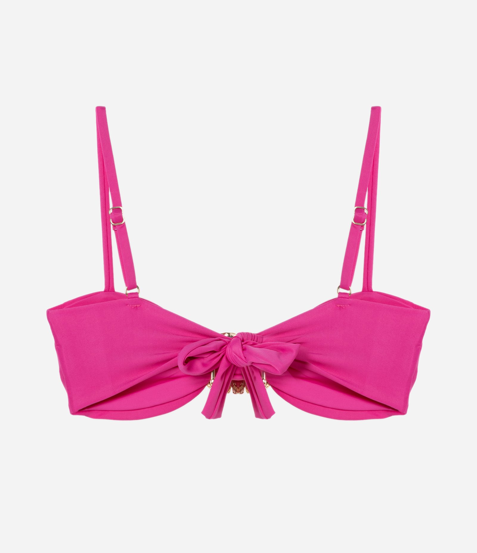 Biquíni Top Bandeau com Flor Metalizada Rosa Escuro 6