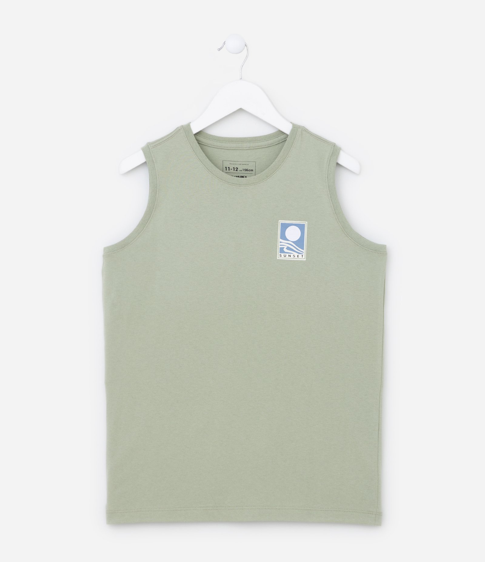 Regata Infantil em Algodão com Lettering Sunset - Tam 5 a 14 Anos Verde 1