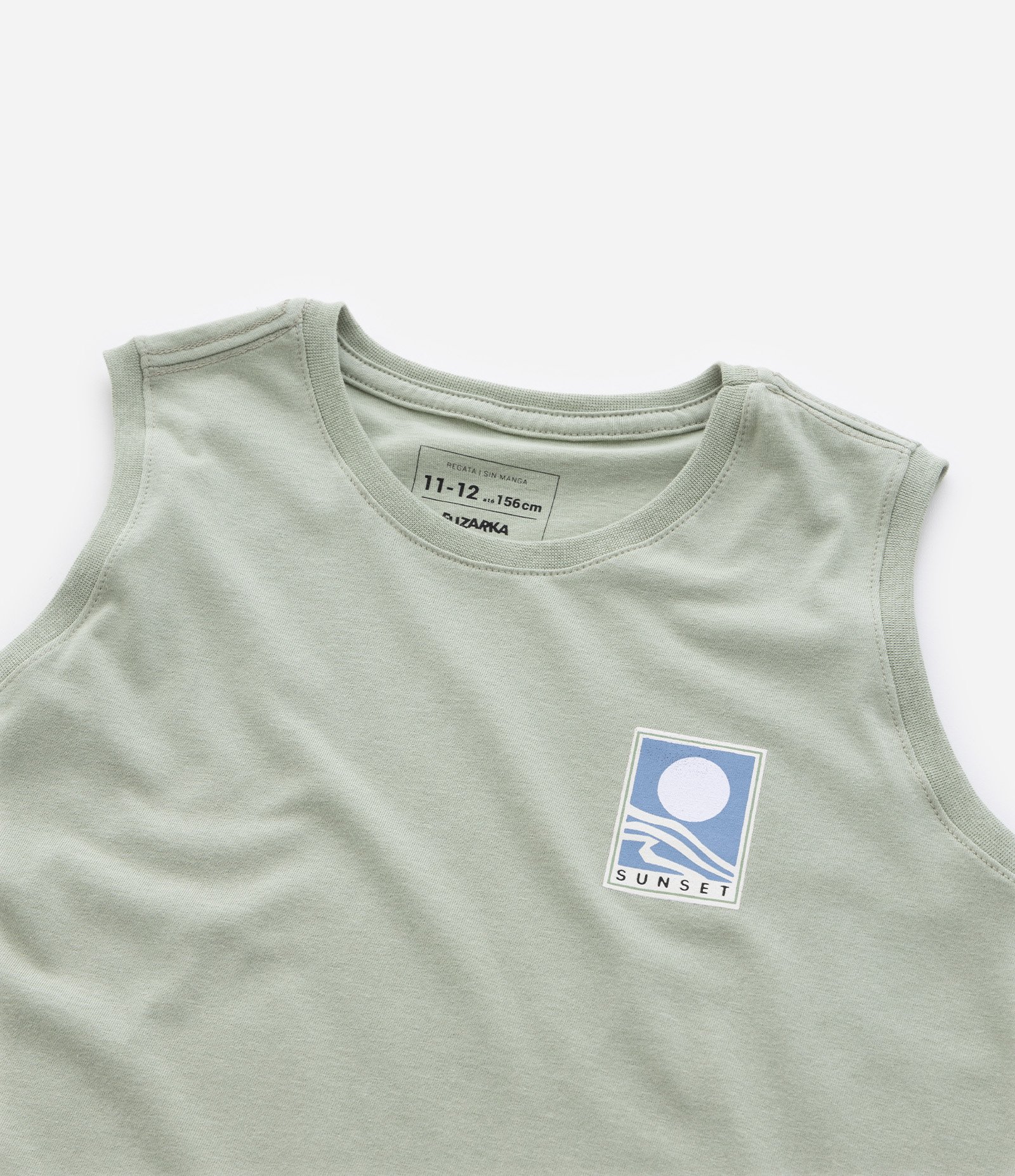 Regata Infantil em Algodão com Lettering Sunset - Tam 5 a 14 Anos Verde 4