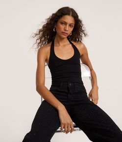 Calça Anos 90 em Sarja com Brilho