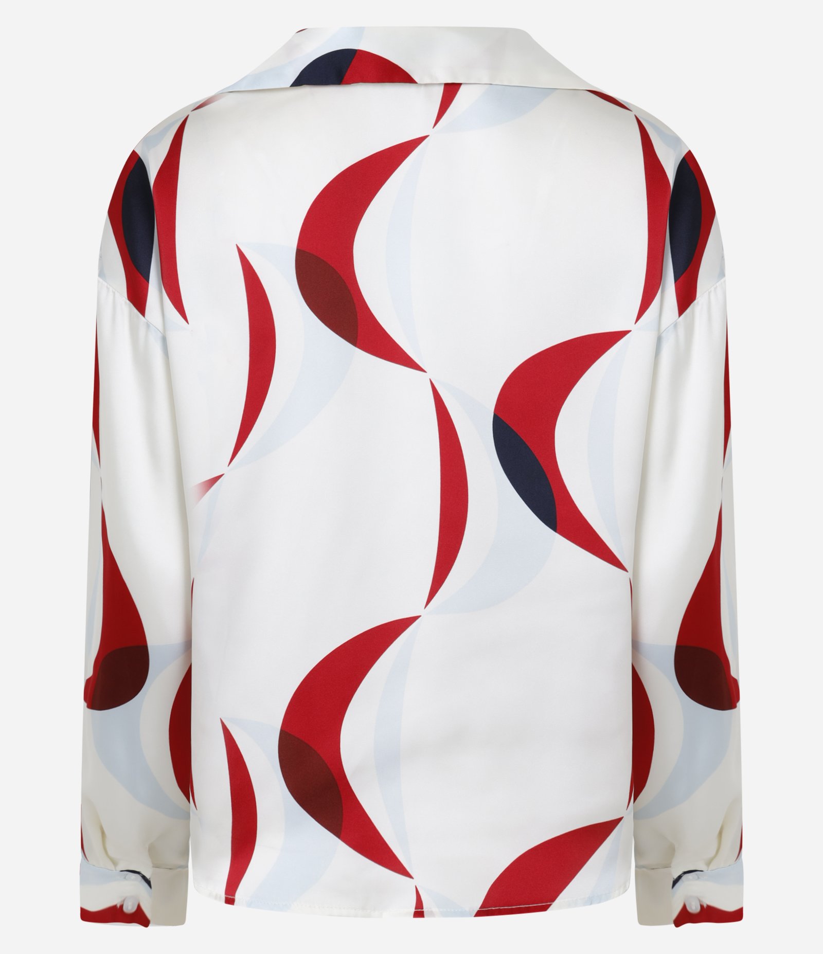 Camisa Acetinada com Torcido e Estampa Geométrica Branco 6