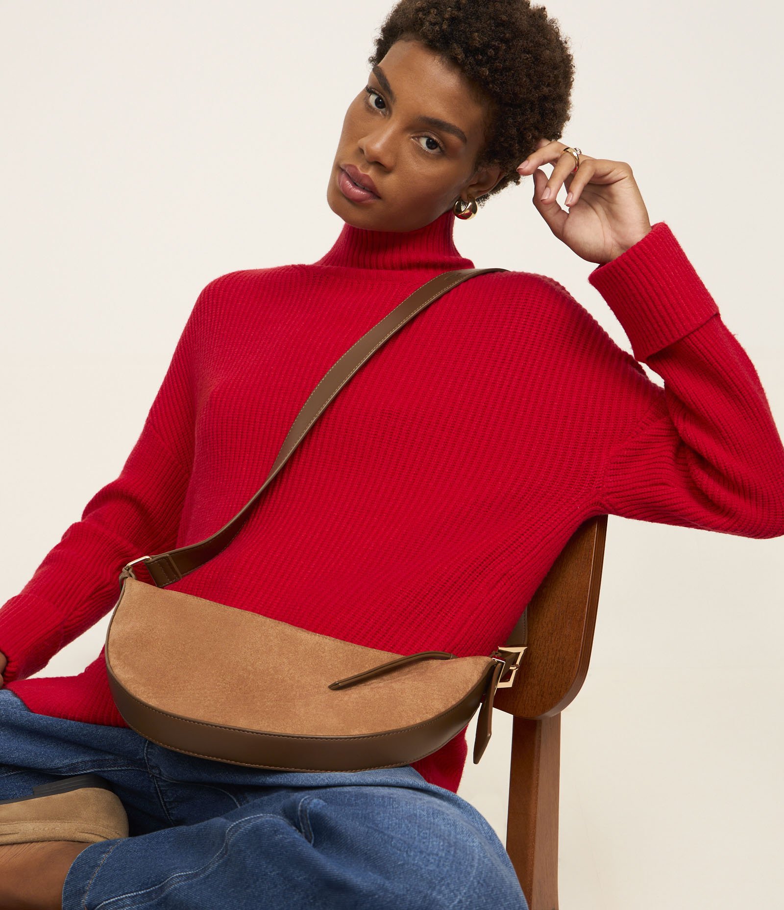 Suéter Alongado em Tricô com Transpassado nas Costas Vermelho 6