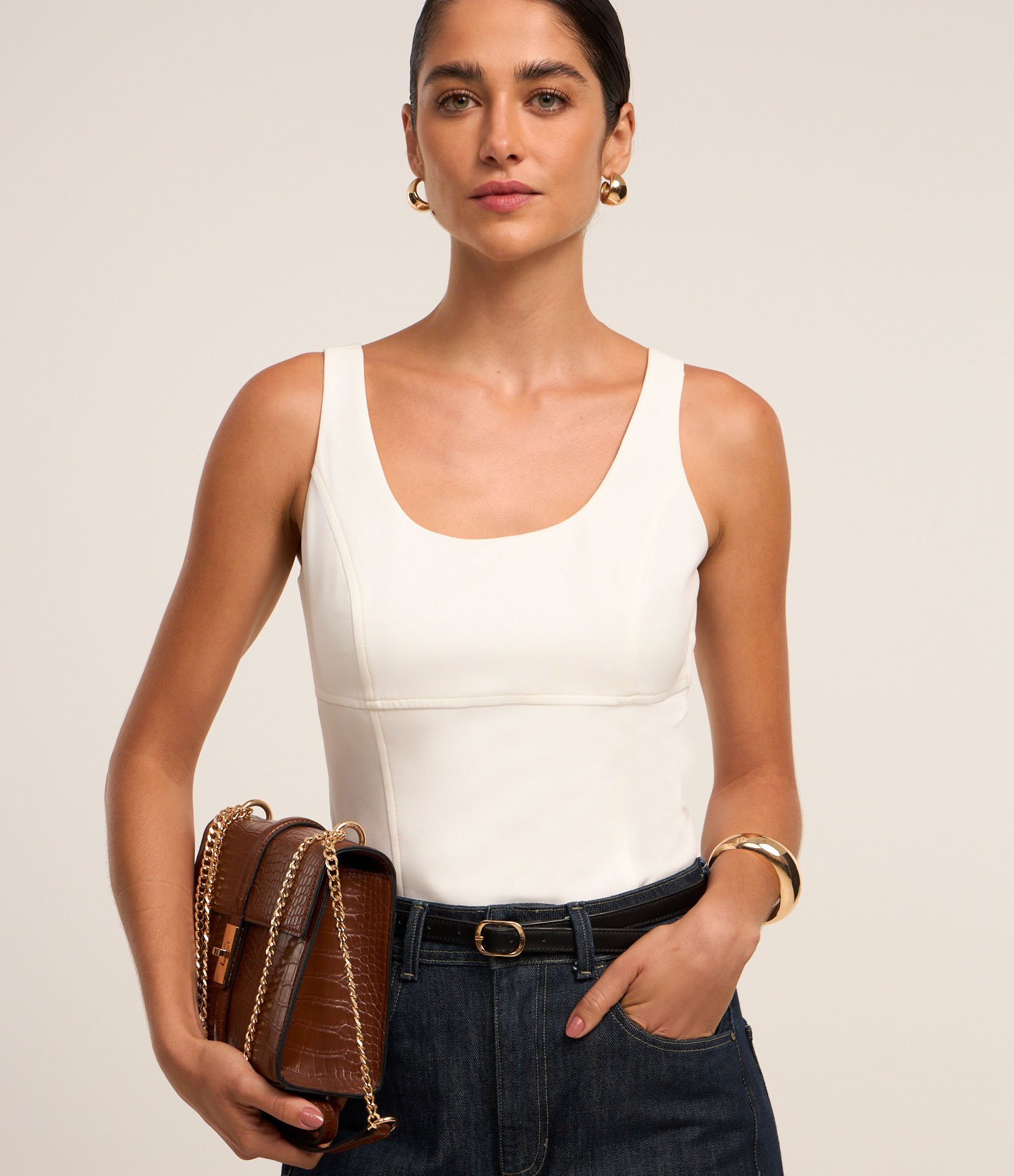 Blusa Regata Alfaiataria Estruturada Branco 1