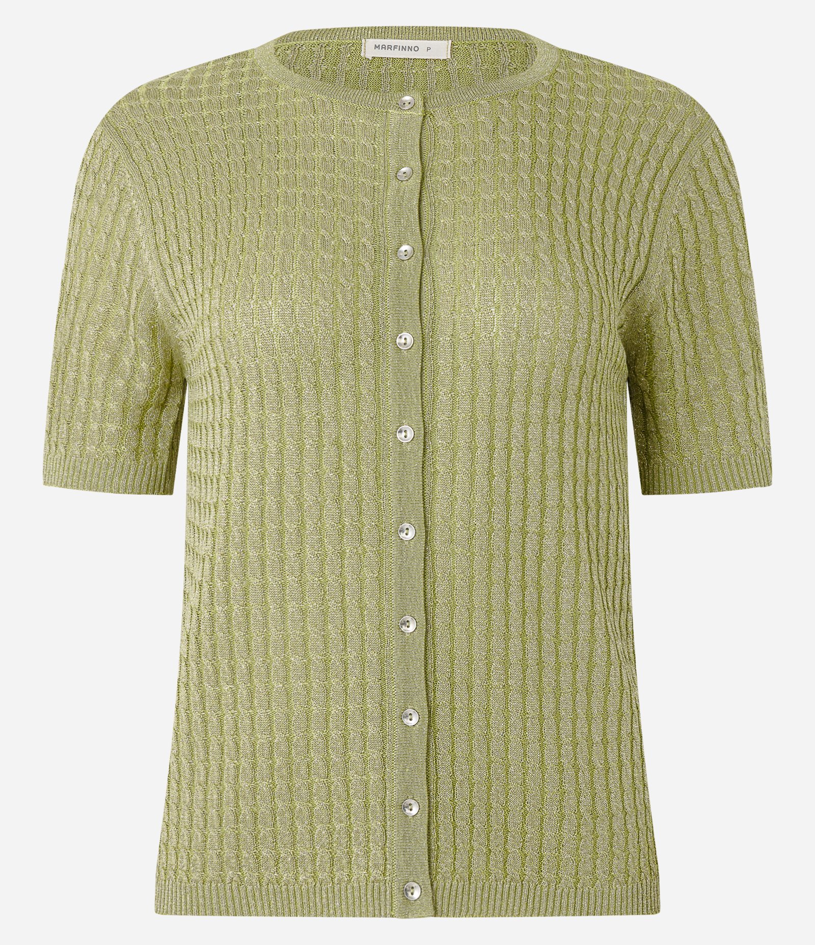 Blusa em Tricô Texturizado com Abotoamento Verde 5