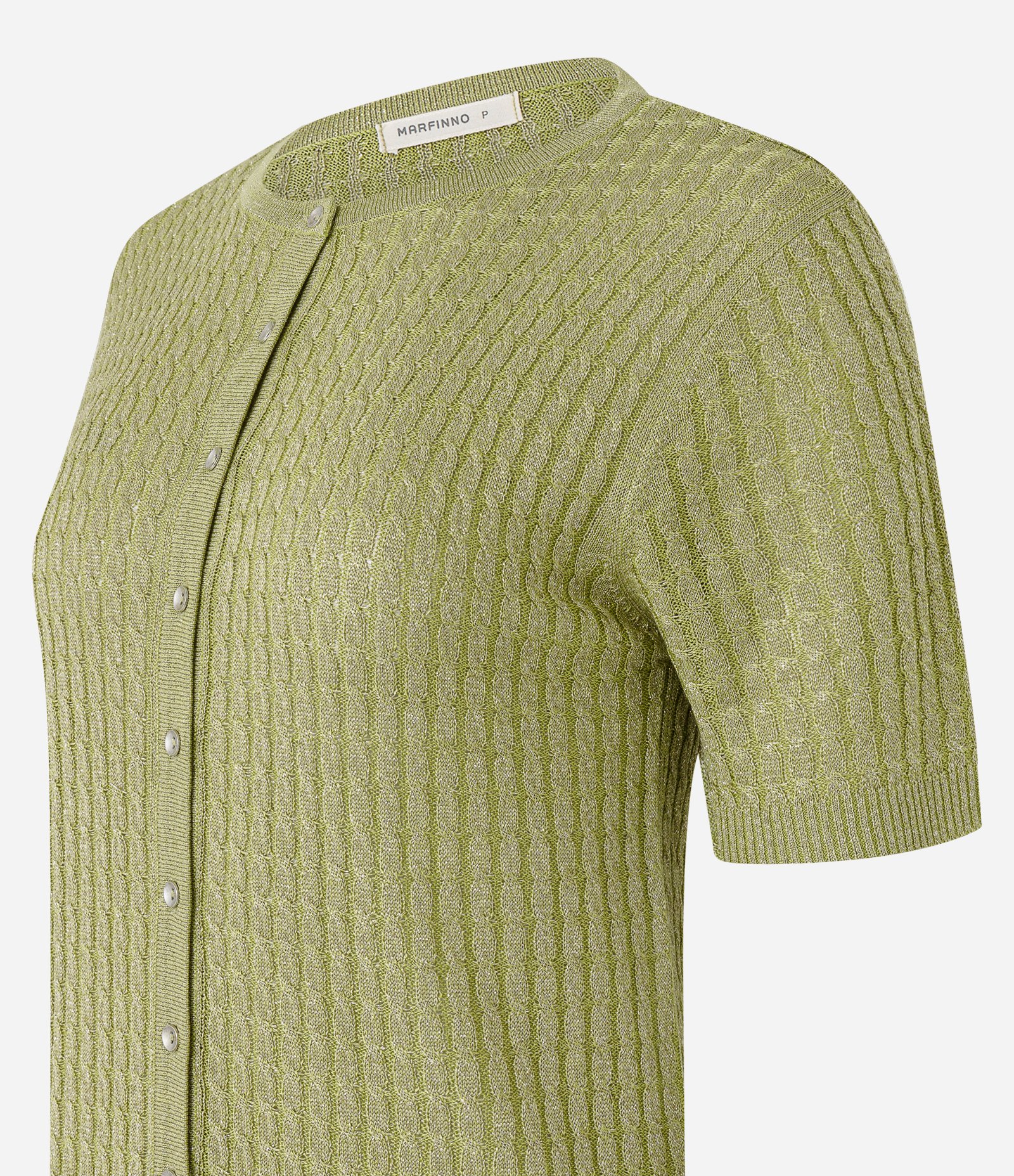 Blusa em Tricô Texturizado com Abotoamento Verde 6
