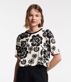 Blusa T-shirt em Crepe com Estampado Floral