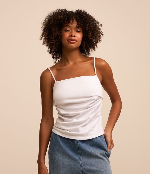 Blusa de Alça em Algodão com Drapeado