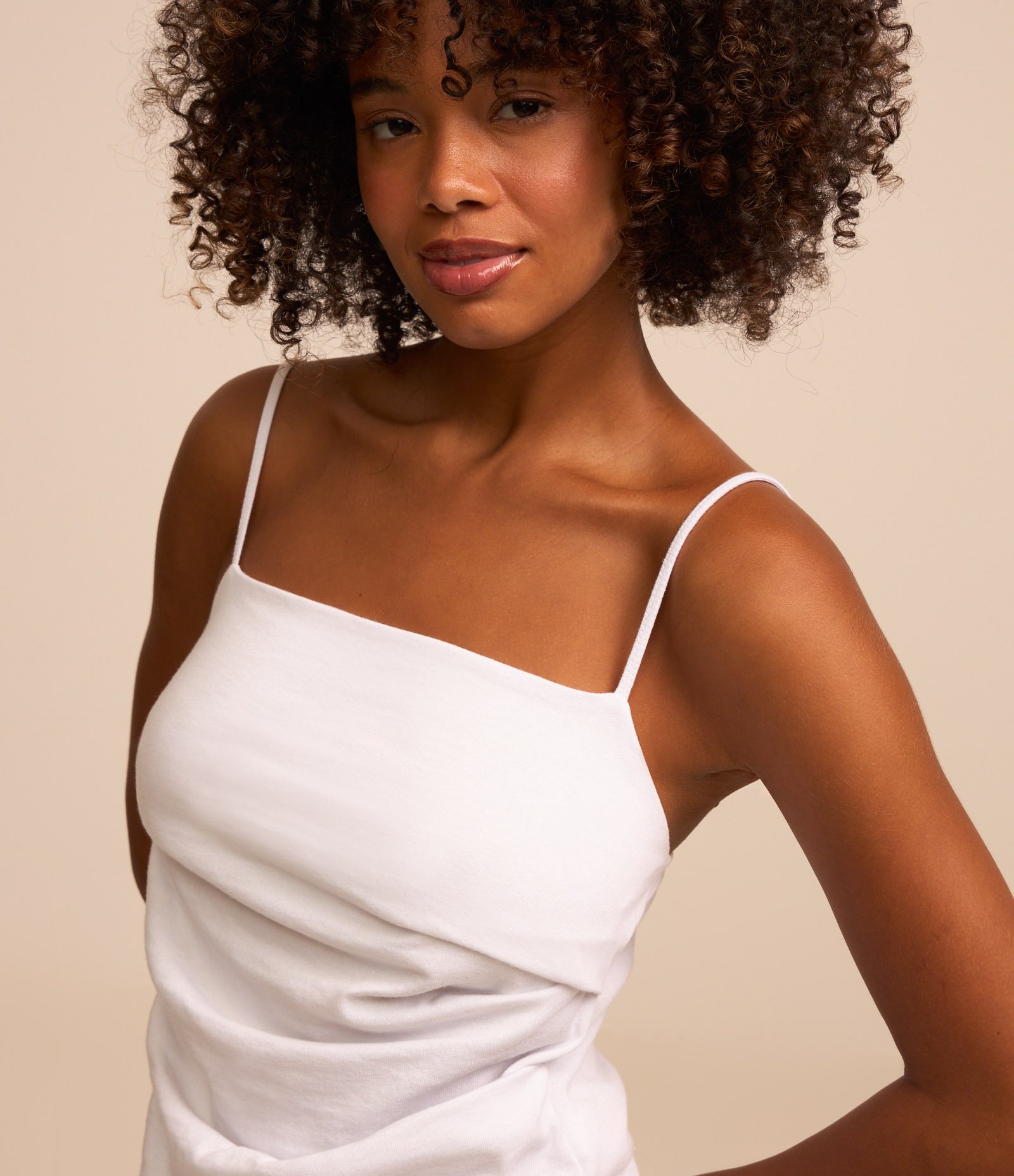 Blusa de Alça em Algodão com Drapeado Branco 3