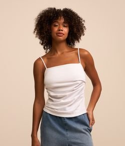 Blusa de Alça em Algodão com Drapeado