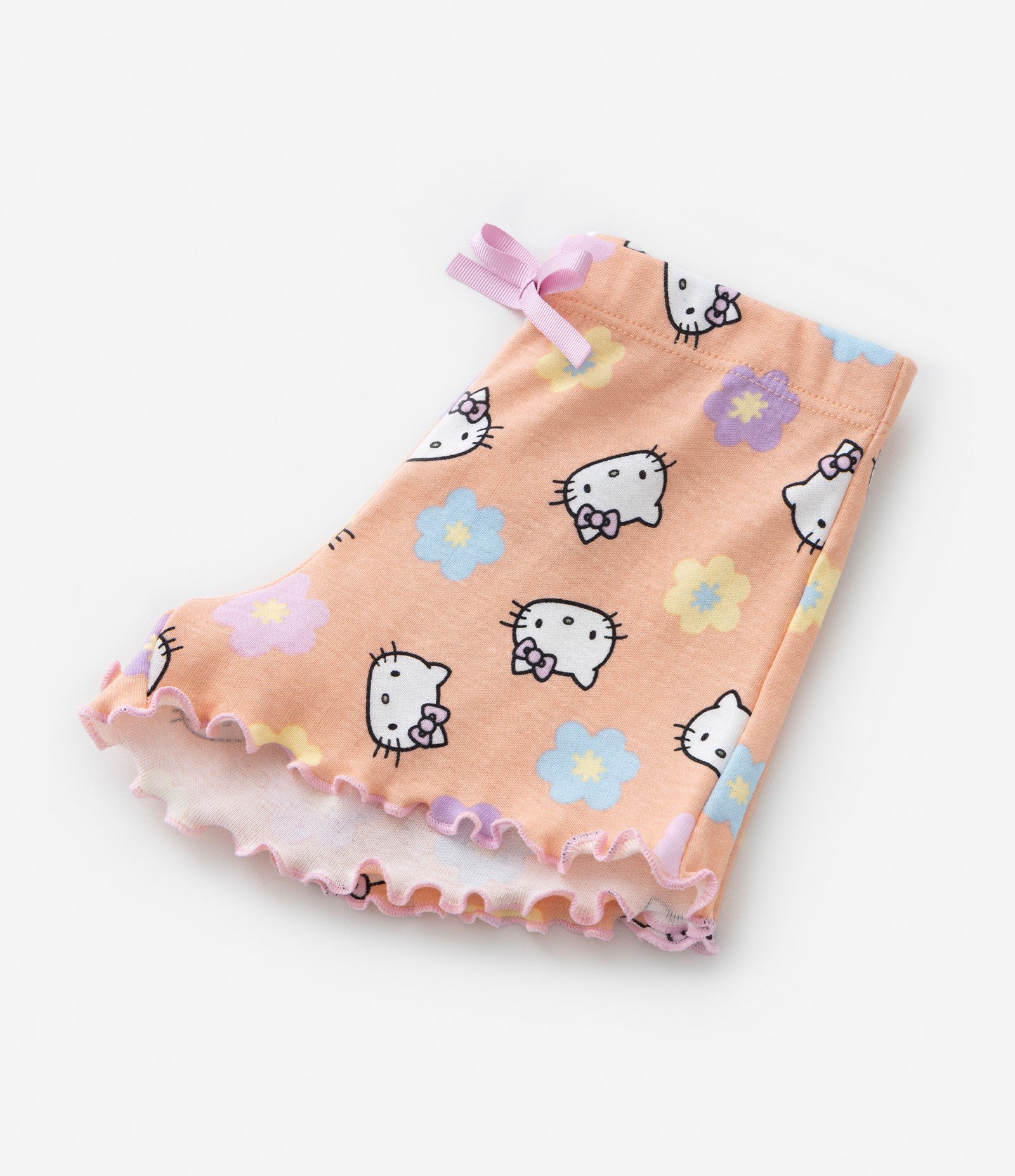 Pijama Infantil Curto com Estampa Hello Kitty - Tam 2 a 6 Anos Bege/Laranja 8