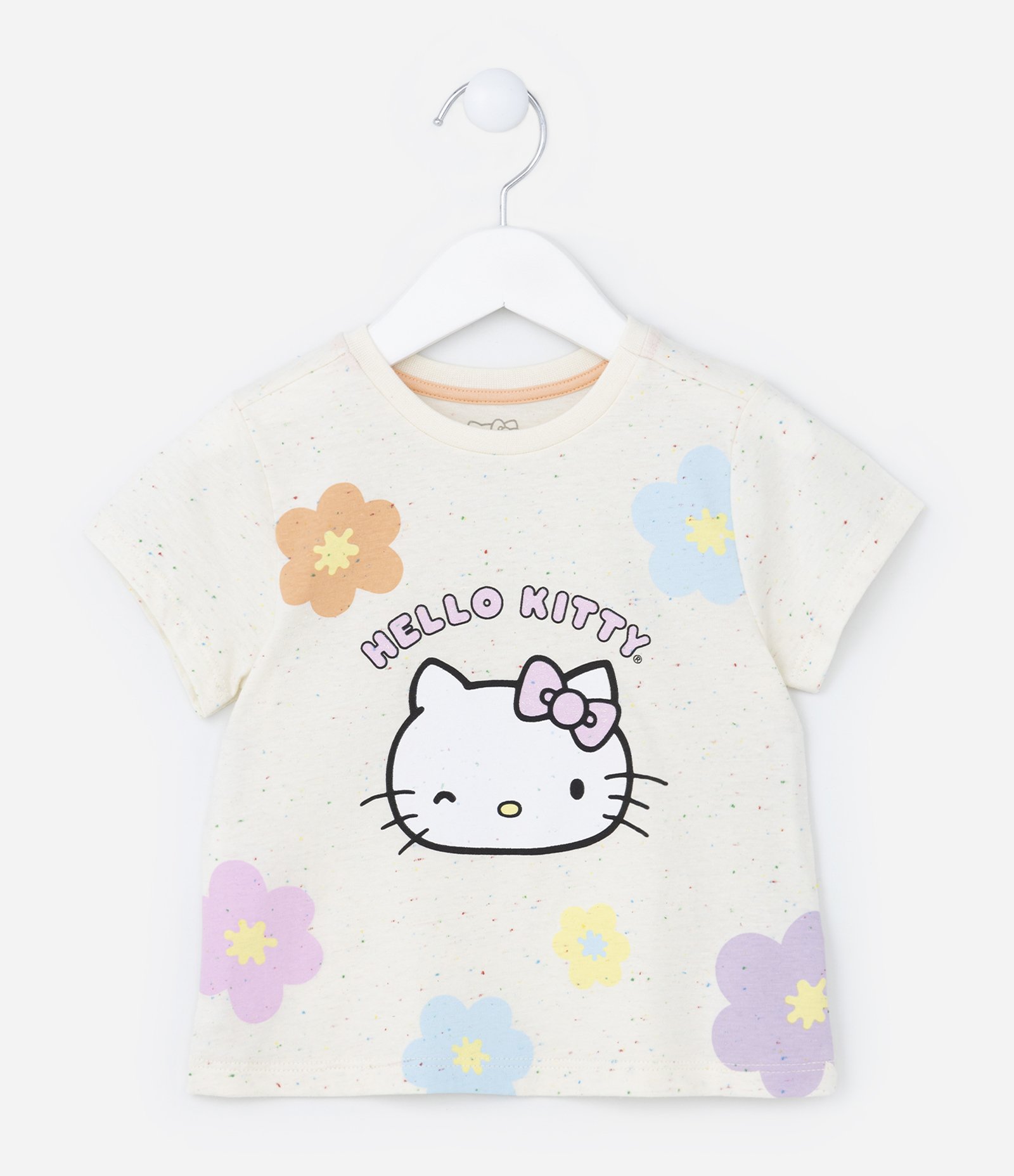 Pijama Infantil Curto com Estampa Hello Kitty - Tam 2 a 6 Anos Bege/Laranja 2