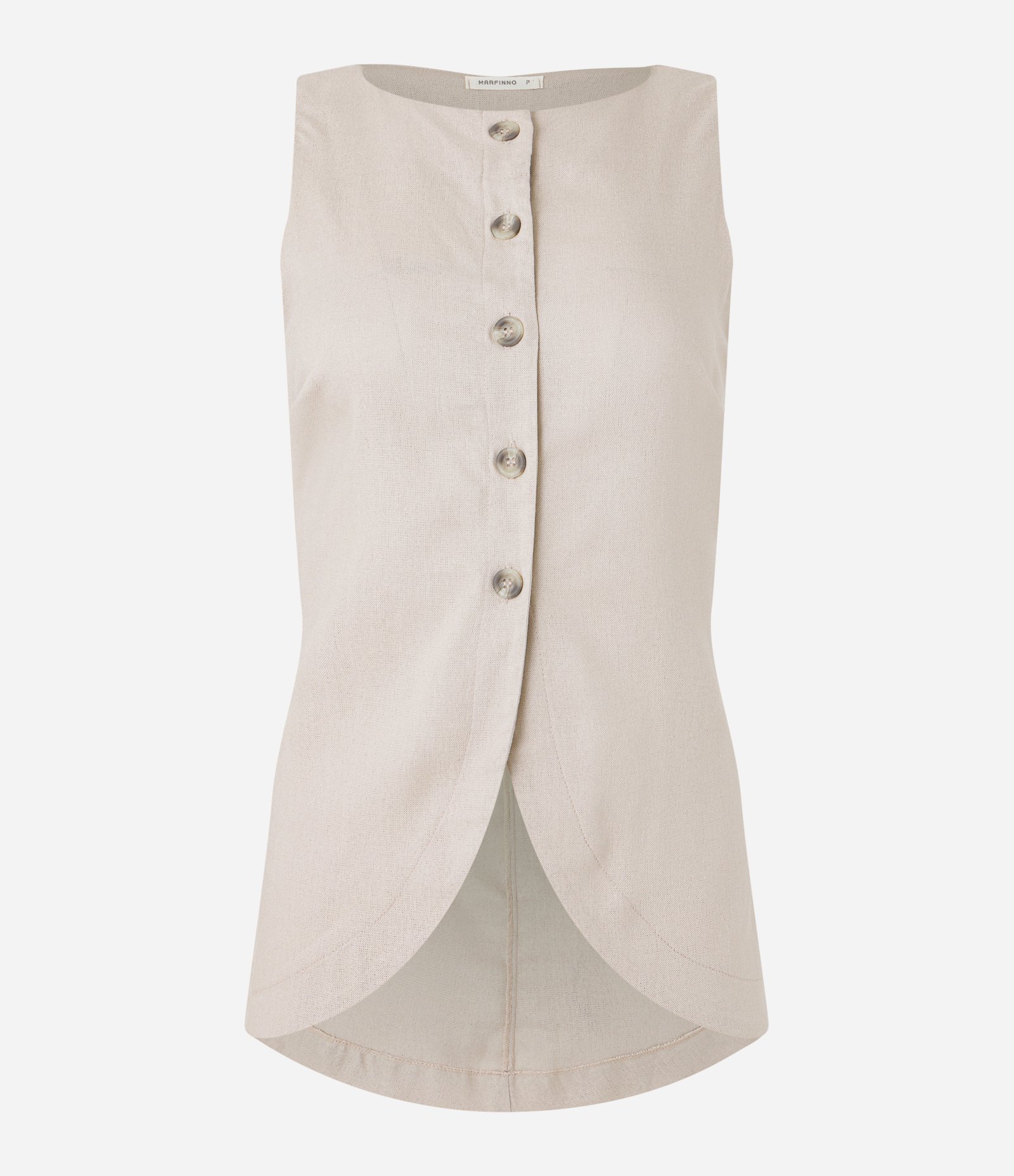 Blusa Alongada Estilo Colete em Viscolinho com Abotoamento Frontal Off White 5