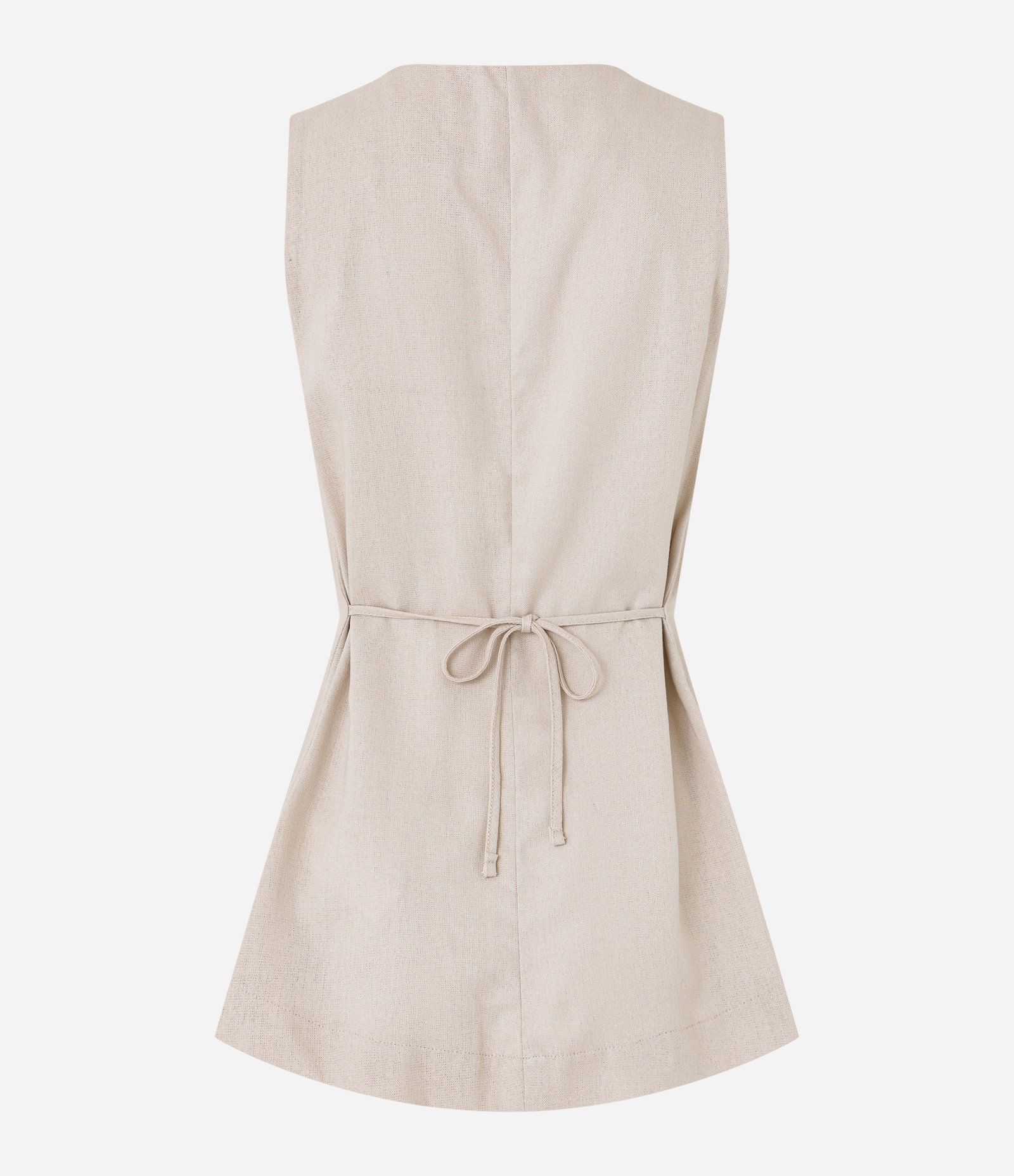 Blusa Alongada Estilo Colete em Viscolinho com Abotoamento Frontal Off White 6