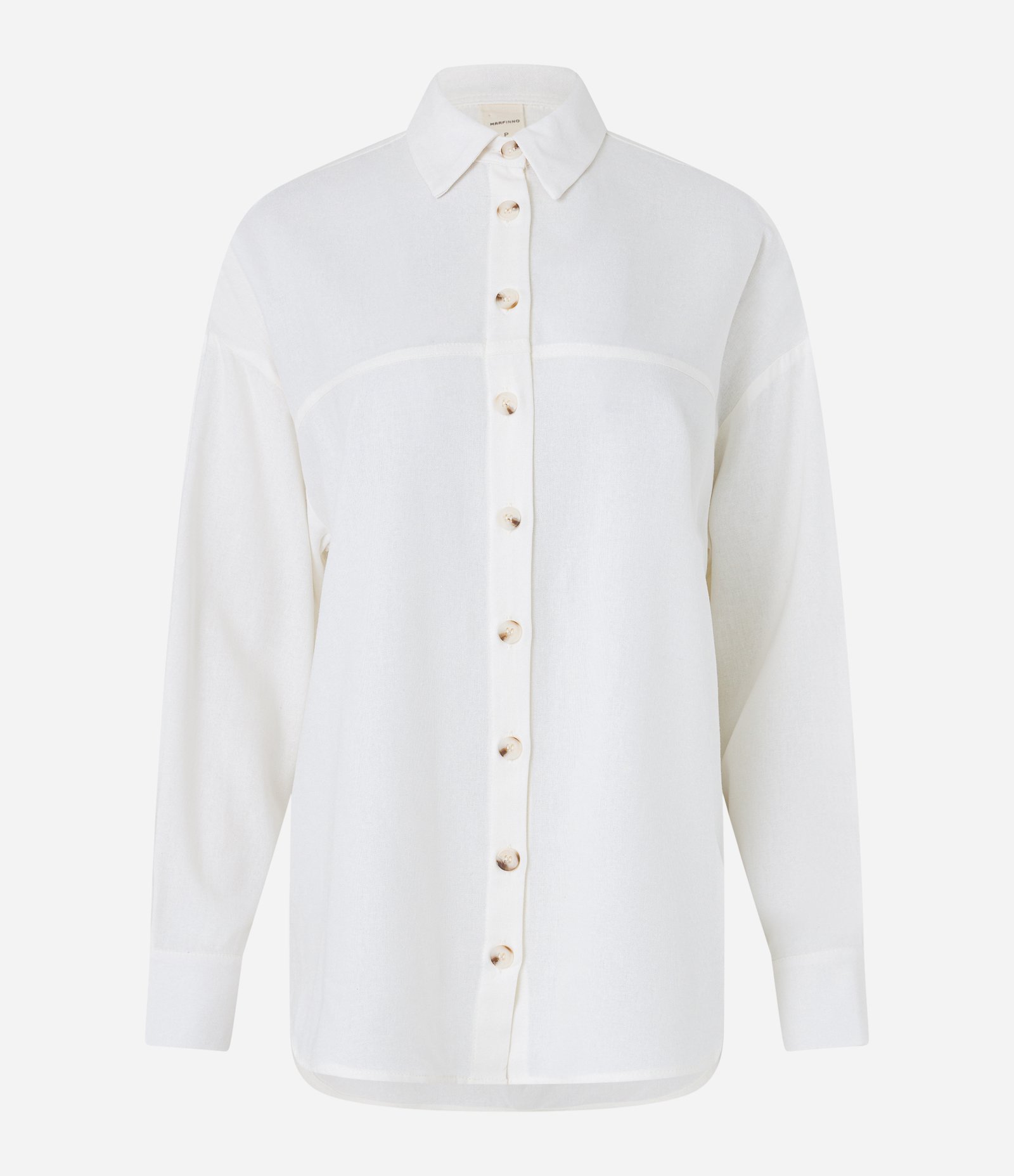 Camisa Alongada em Viscolinho com Recortes Branco Neve 5