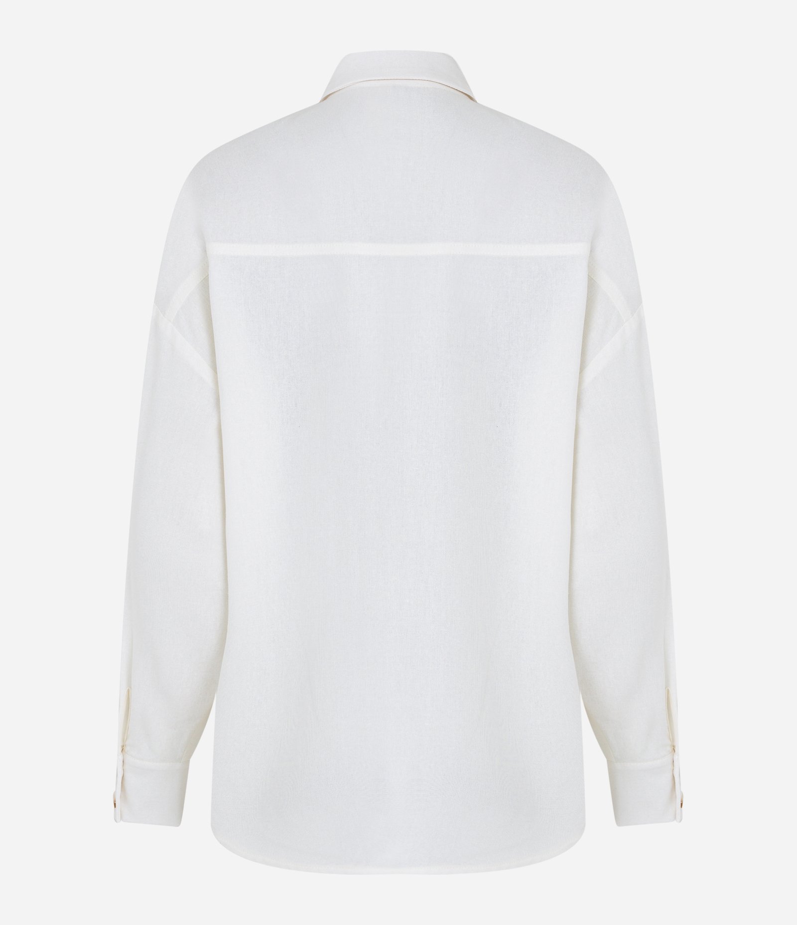 Camisa Alongada em Viscolinho com Recortes Branco Neve 6