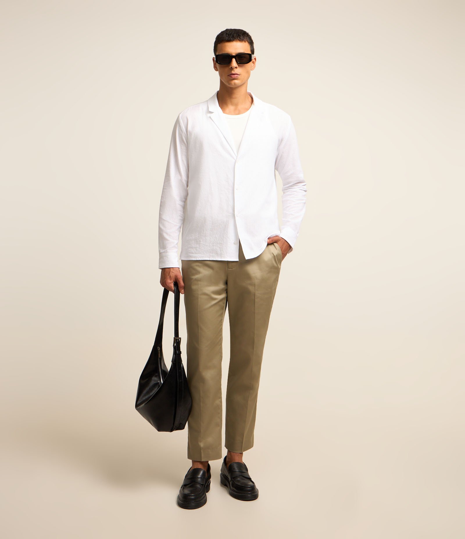 Camisa Regular em Viscolinho Gola com Lapela Branco 2