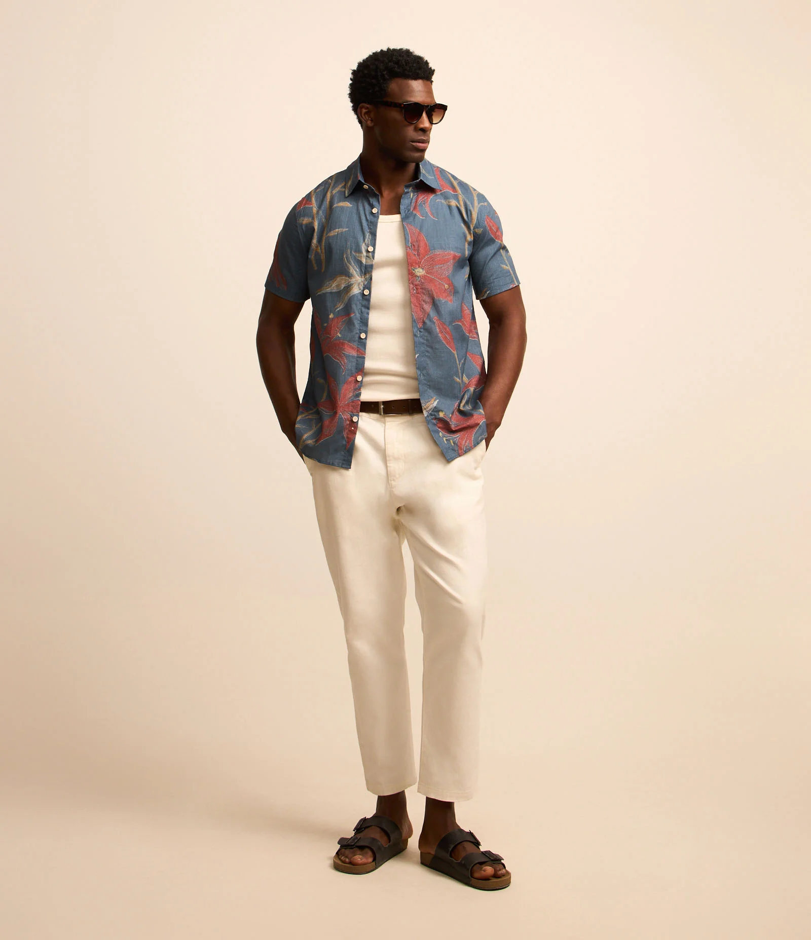 Camisa Regular em Voil com Estampa Pontilhada Floral Azul 2