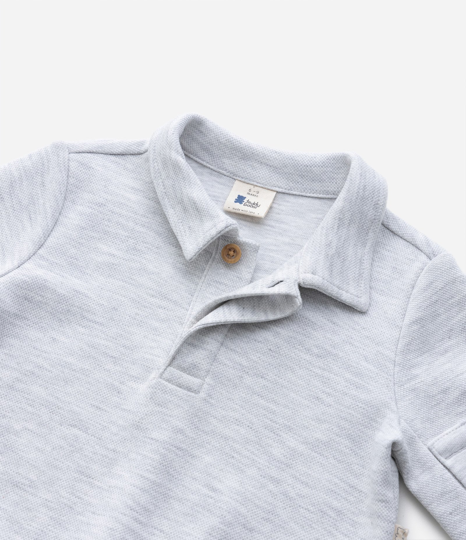 Conjunto Infantil com Botões e Gola Polo - Tam  0 a 18 meses Cinza 5