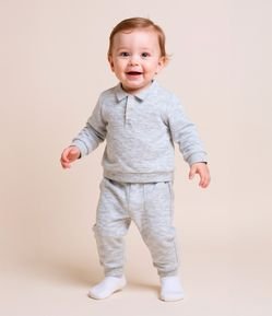 Conjunto Infantil com Botões e Gola Polo - Tam  0 a 18 meses