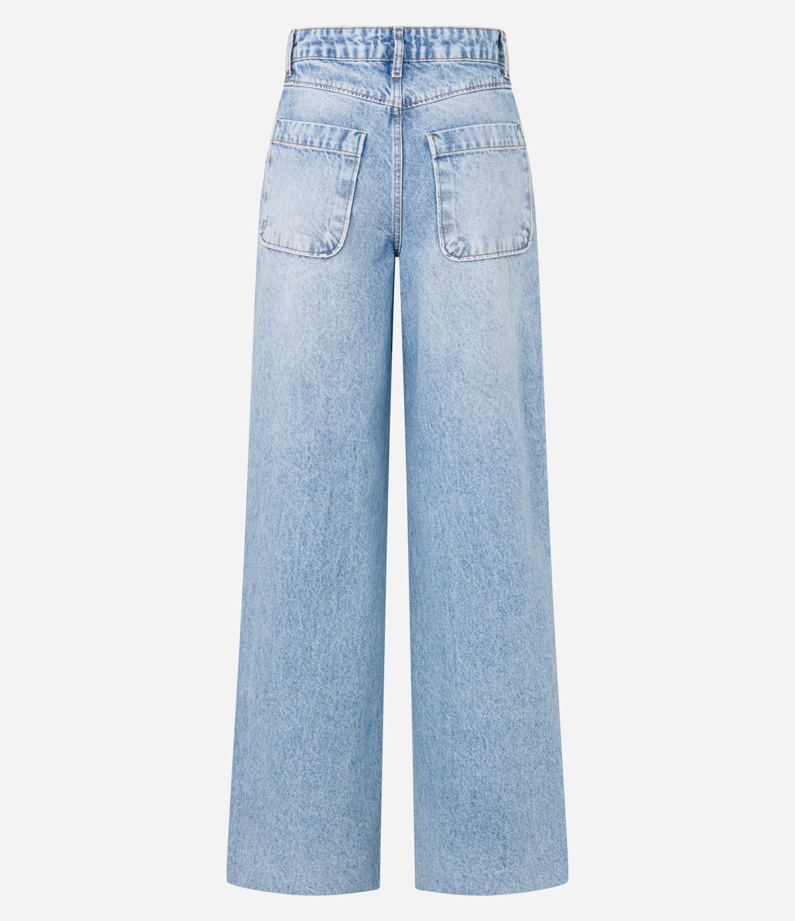 Calça Wide Leg em Jeans Denim com Bolso Diferencial Jeans Claro 6