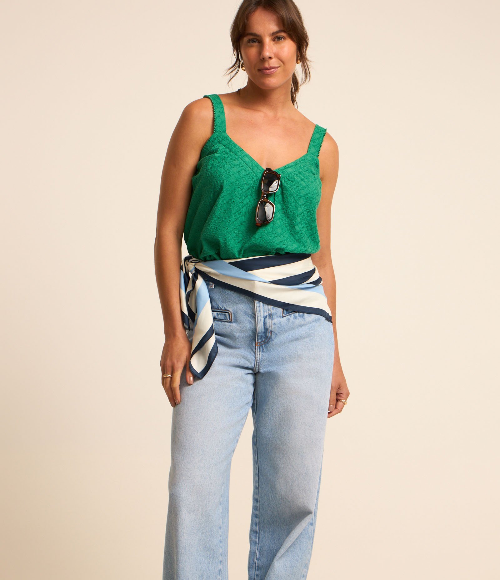 Calça Wide Leg em Jeans Denim com Bolso Diferencial Jeans Claro 3