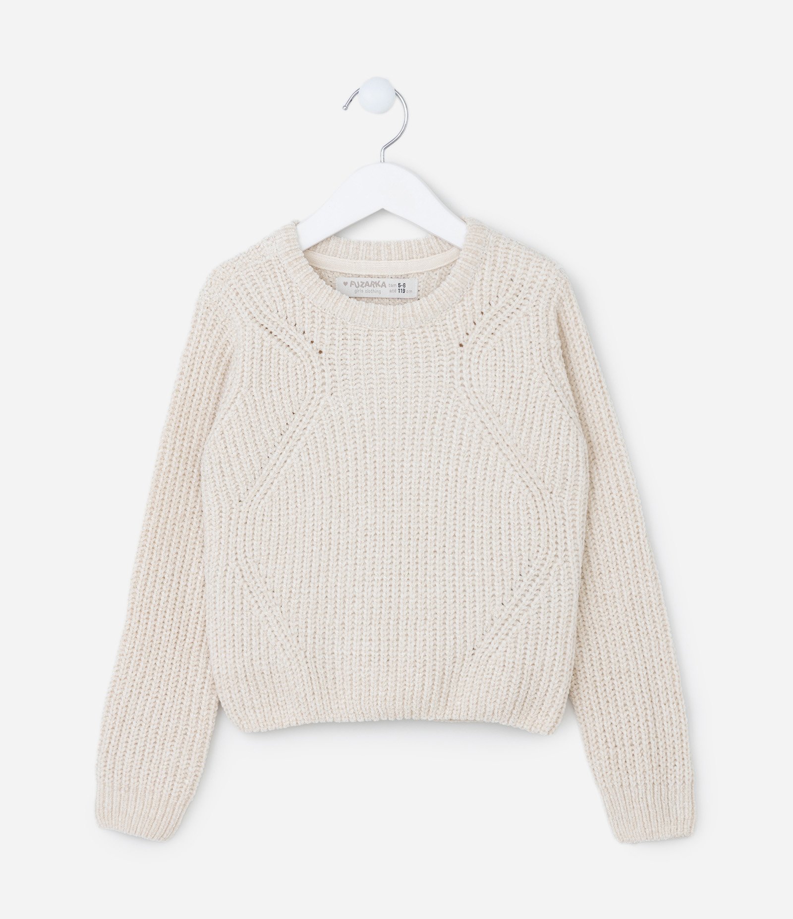Suéter Infantil em Tricô com Textura - Tam 5 a 14 Anos Bege 1