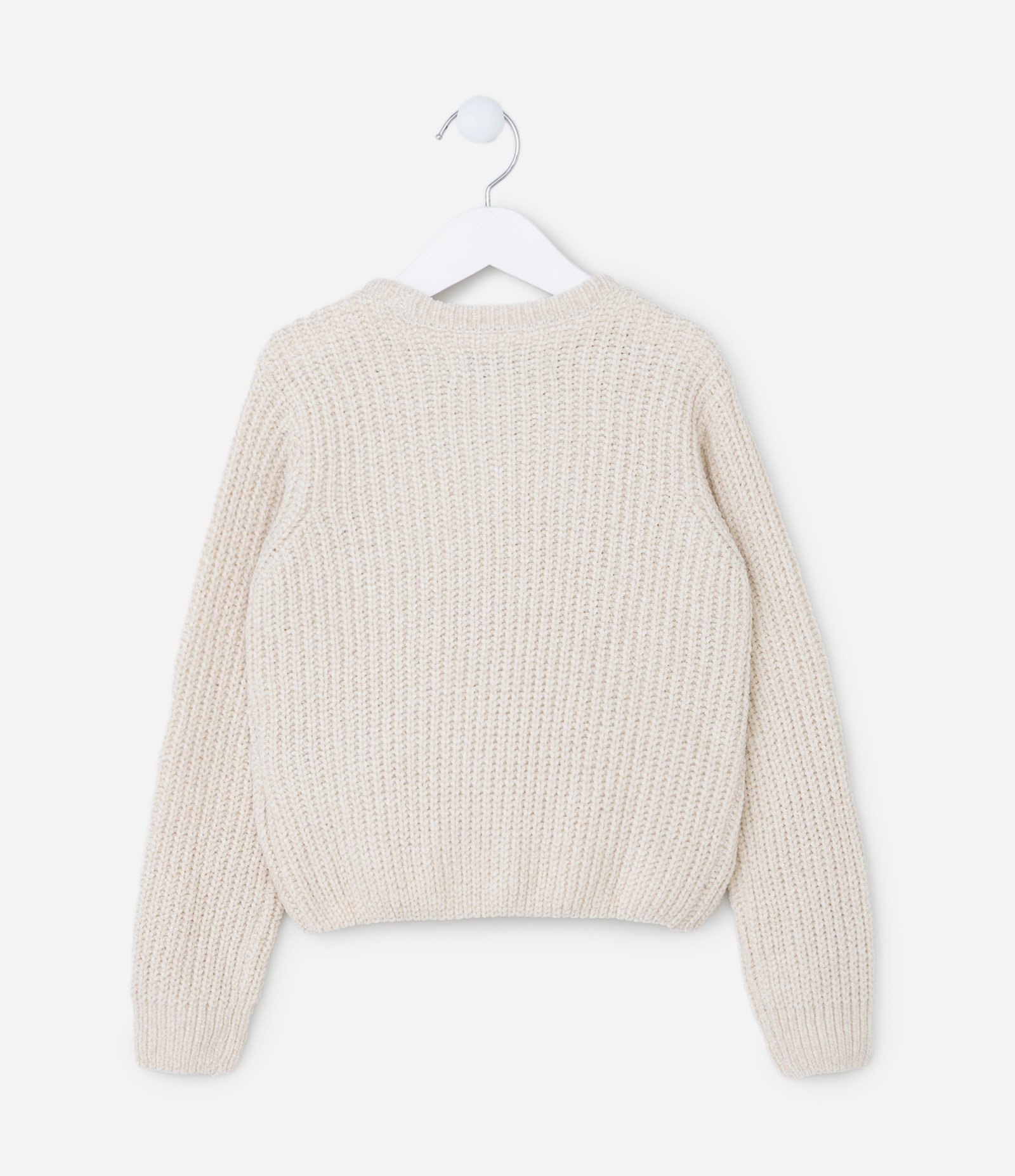Suéter Infantil em Tricô com Textura - Tam 5 a 14 Anos Bege 2