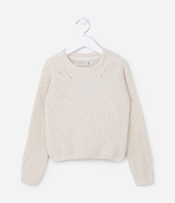 Suéter Infantil em Tricô com Textura - Tam 5 a 14 Anos