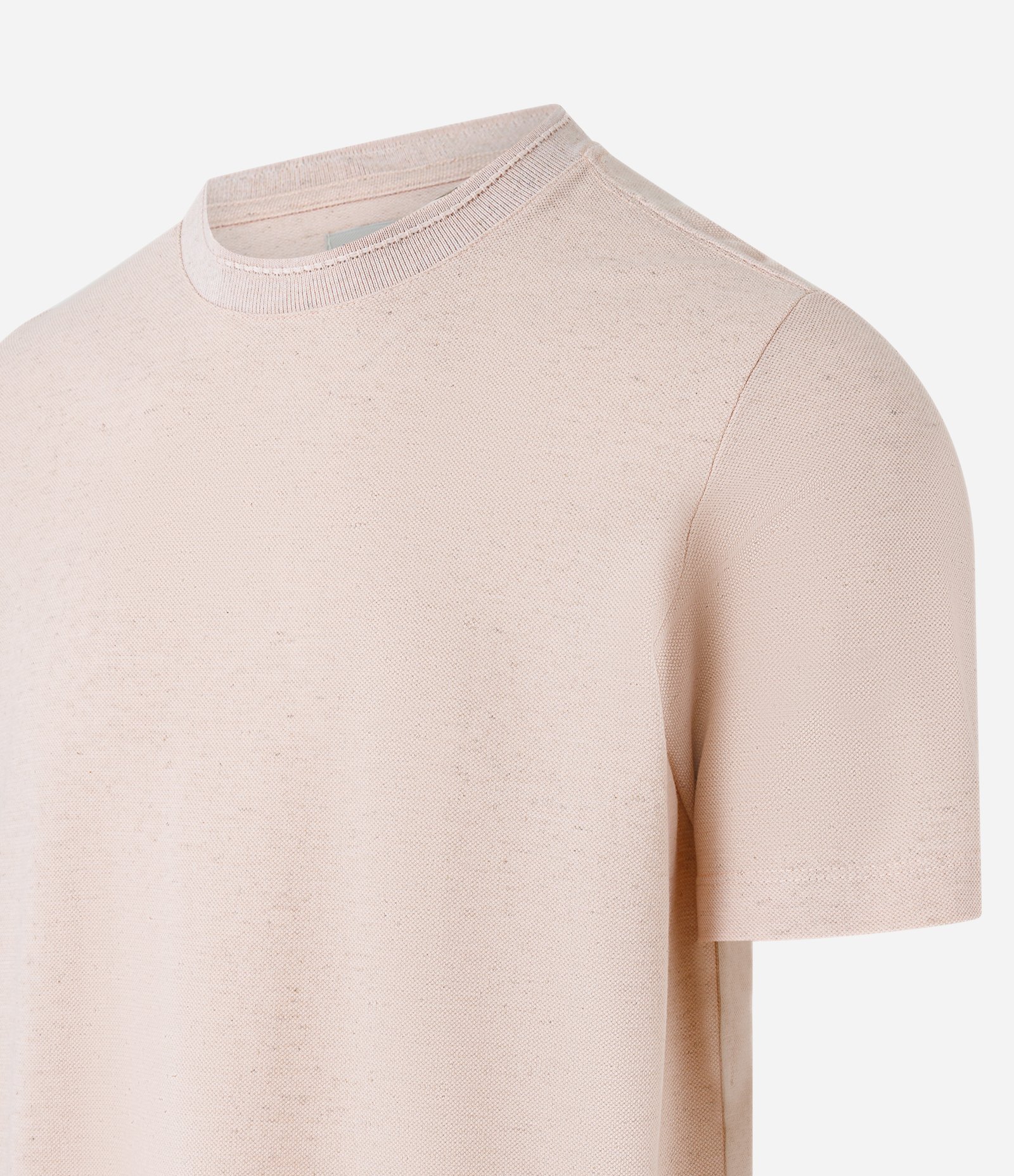 Camiseta Regular em Algodão com Textura Bege 6