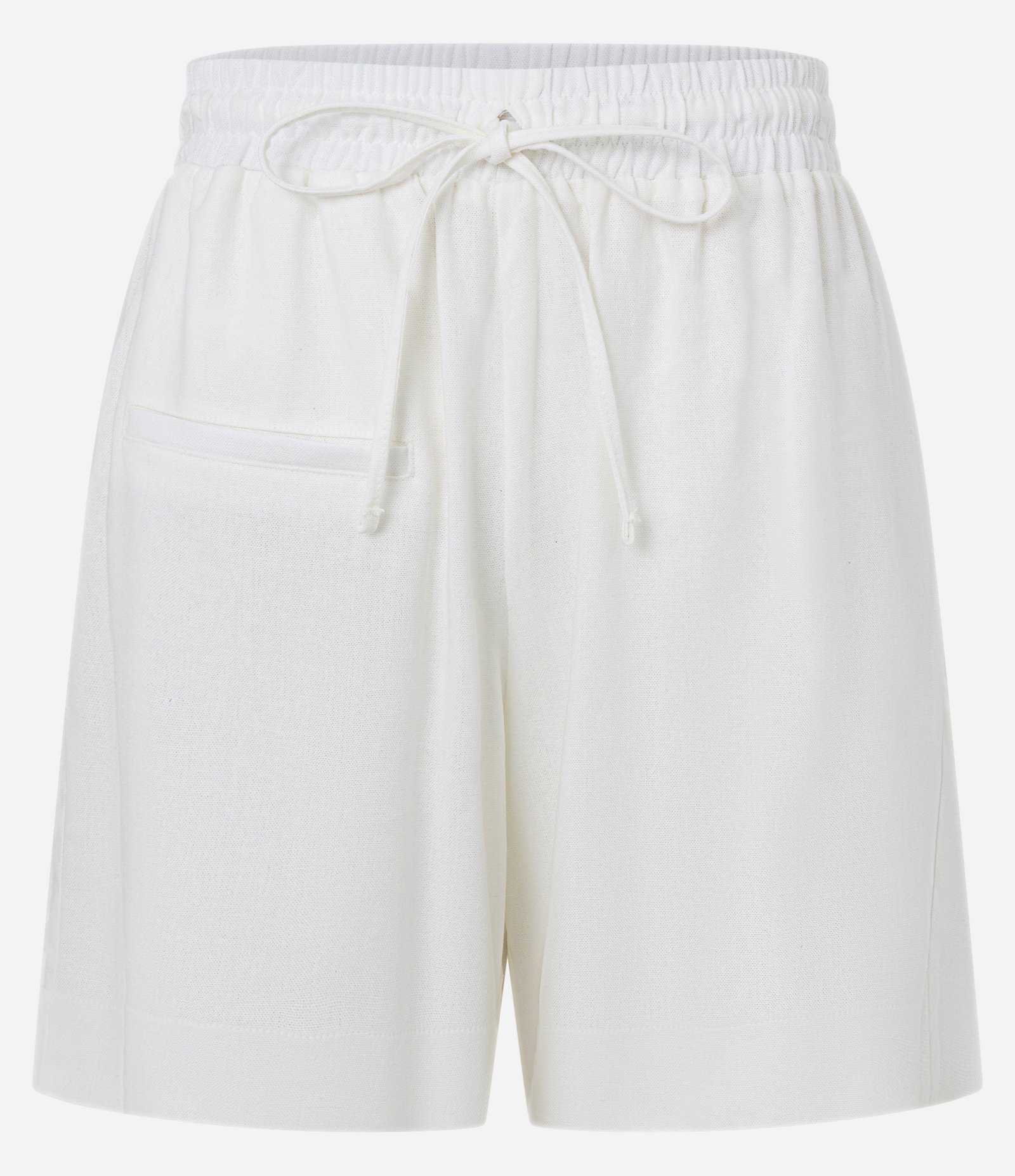 Short Reto em Linho Texturizado com Amarração e Bolsos Branco Neve 5