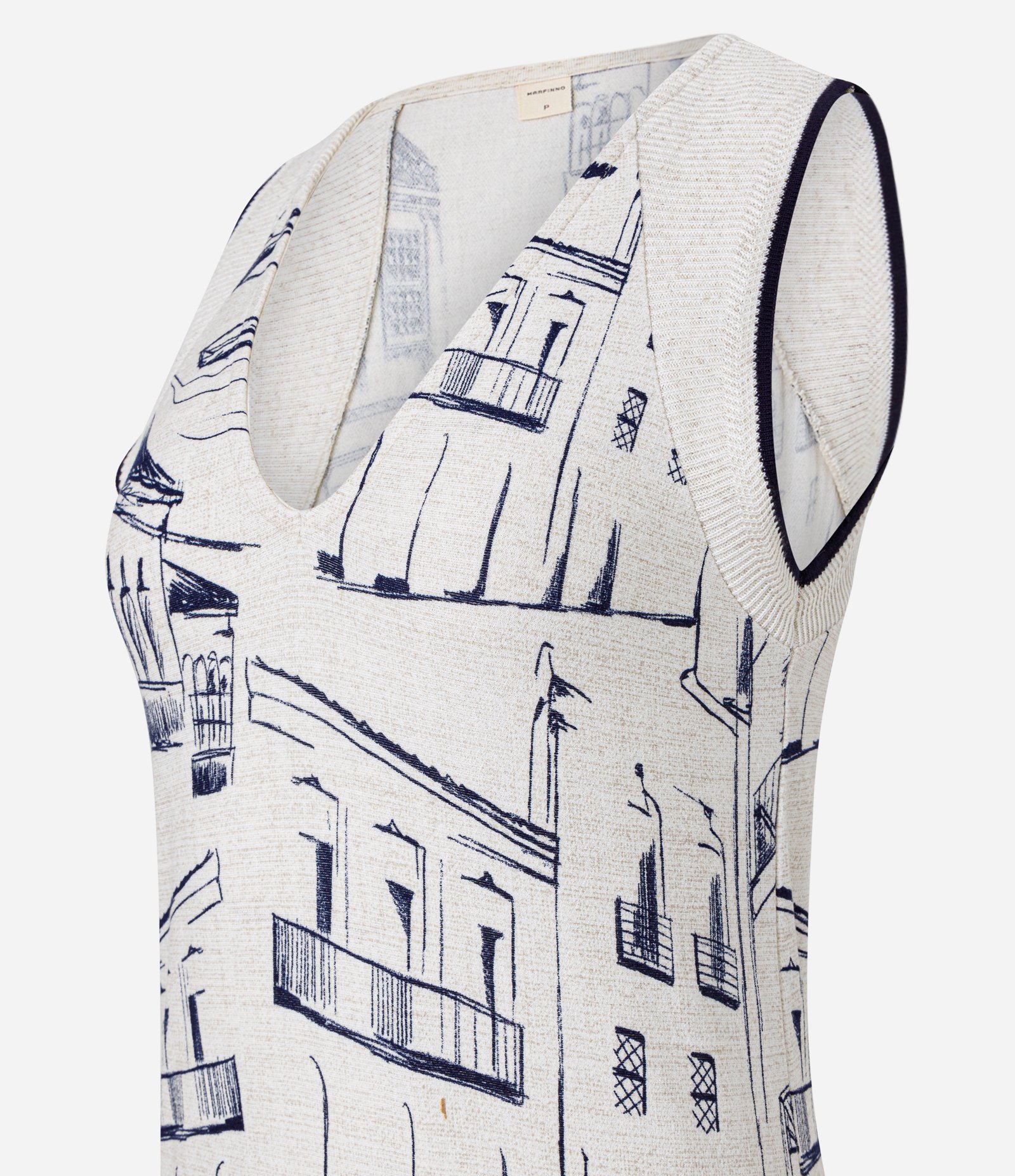 Vestido Midi em Viscose Gola V e Estampa de Coqueiros Branco 6