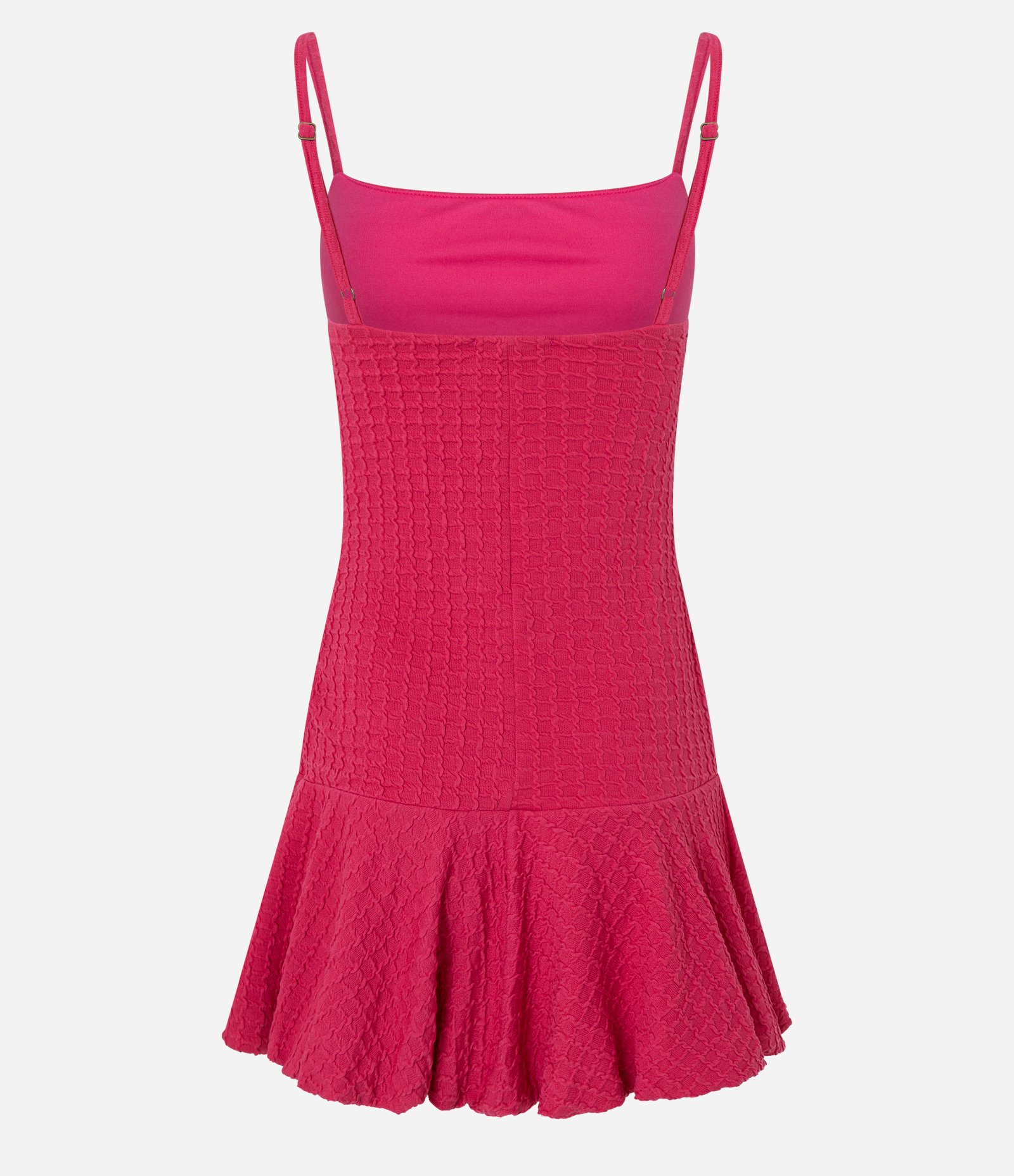 Vestido Curto de Alça em Viscose Texturizada com Efeito Balonê Rosa 6