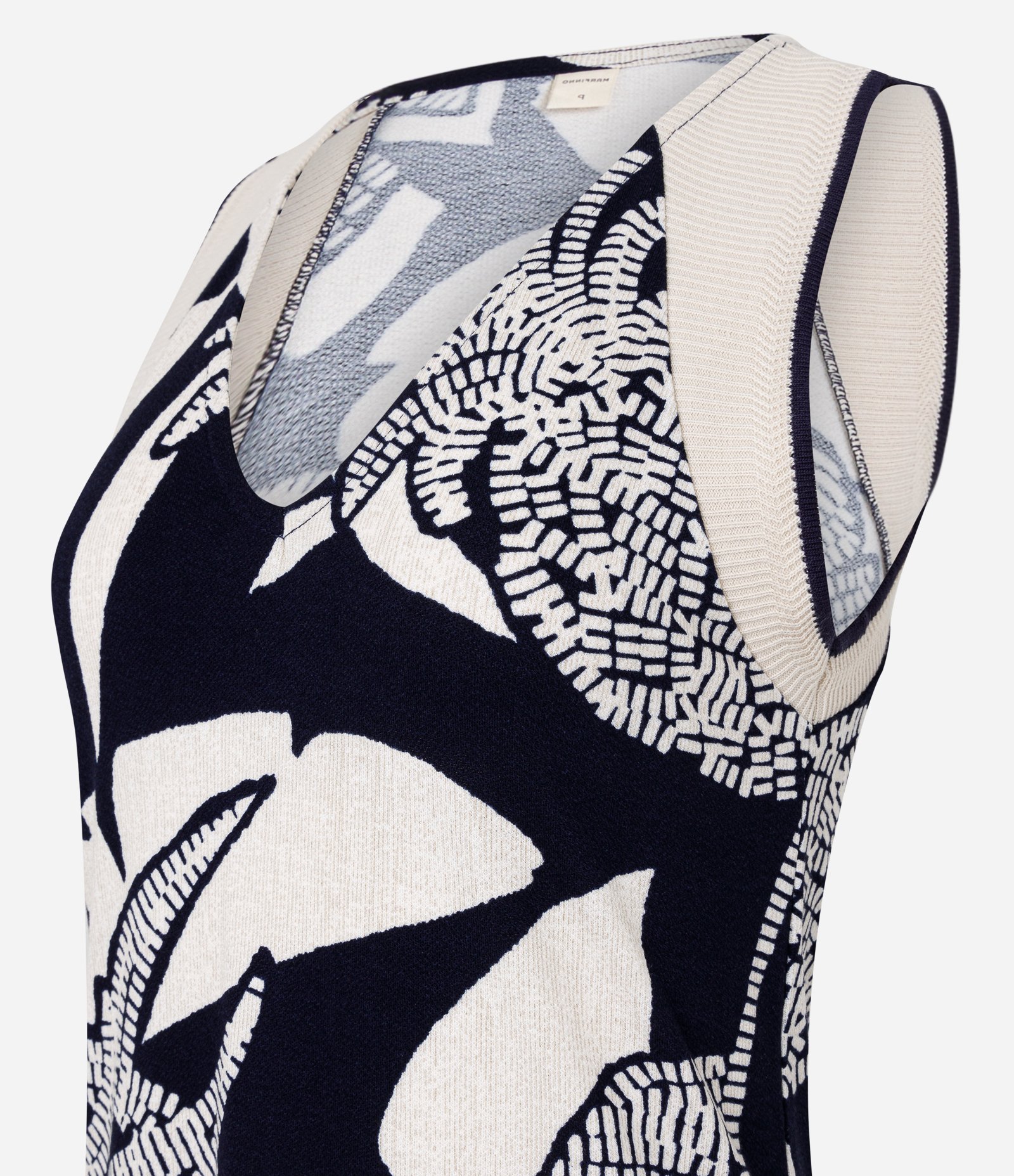 Vestido Evasê Midi em Viscose com Estampa Folhagem Abacaxi Azul/Off White 7