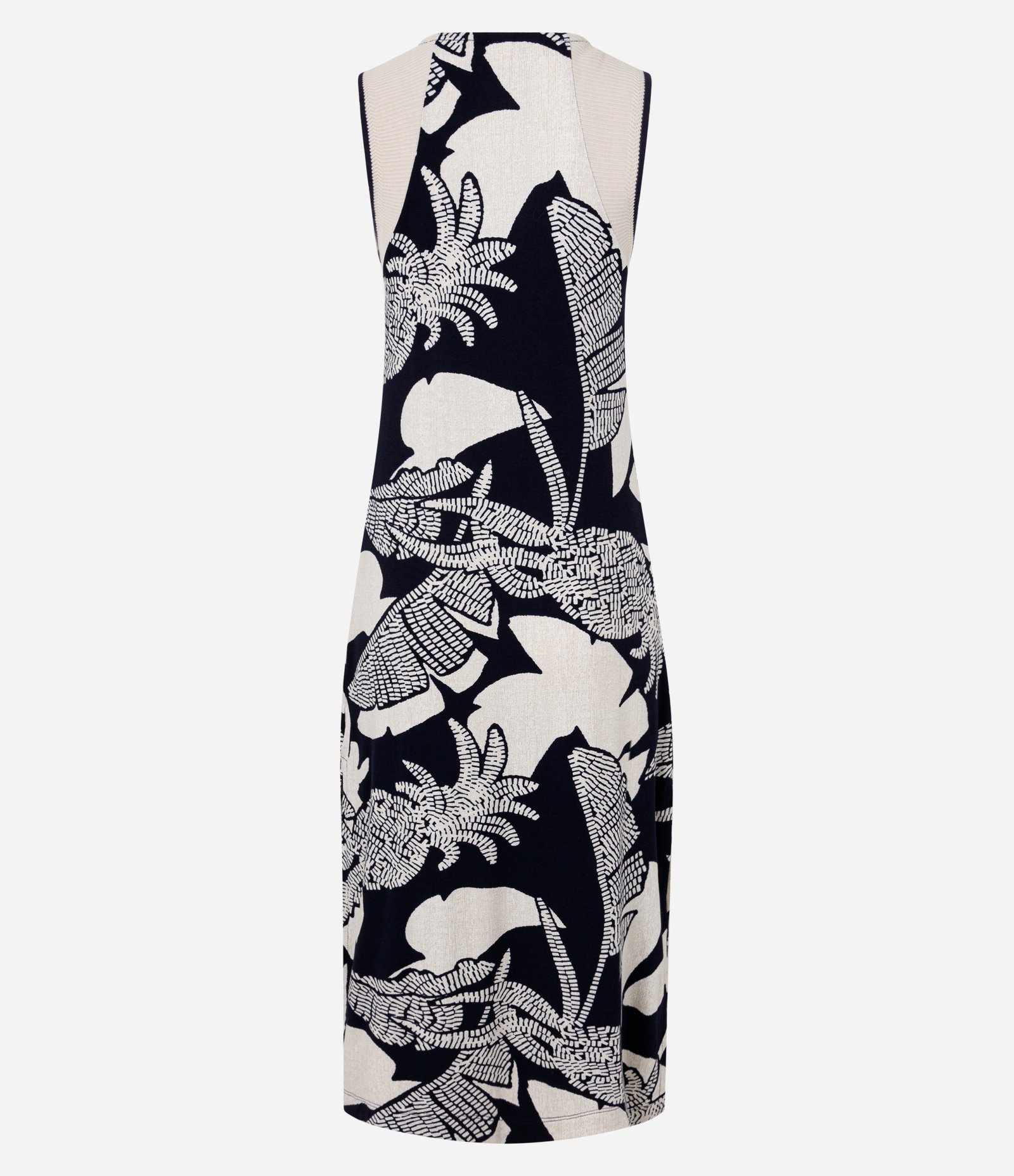 Vestido Evasê Midi em Viscose com Estampa Folhagem Abacaxi Azul/Off White 8