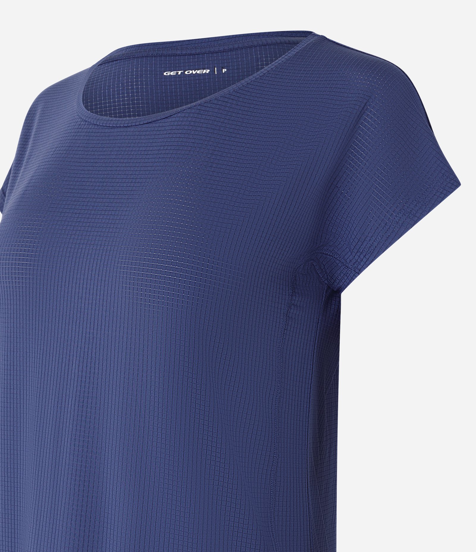 Camiseta Esportiva em Microfibra com Decote Redondo Azul Marinho 5