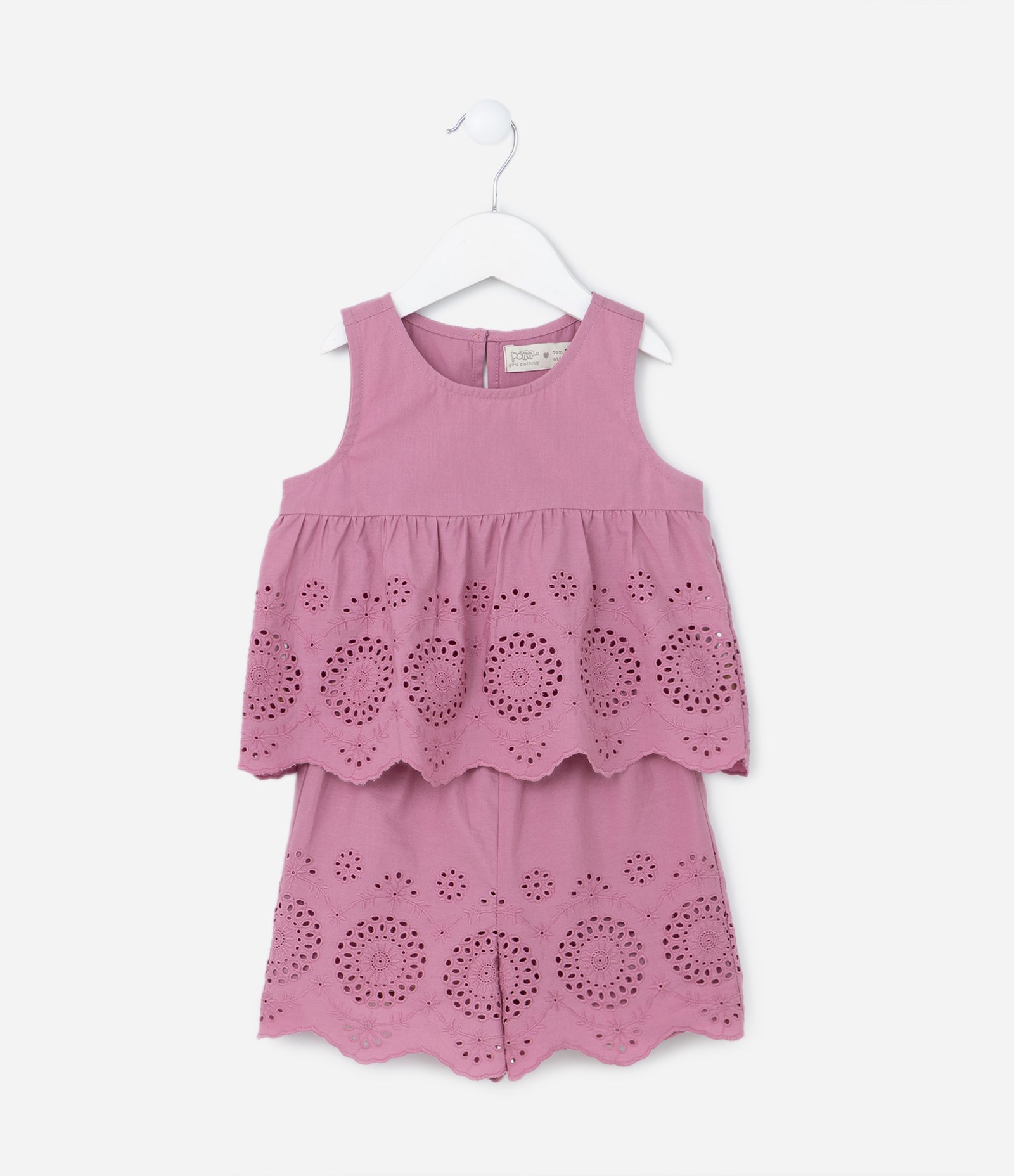 Conjunto Infantil em Laise Texturizado - Tam 1 a 5 Anos Rosa 1