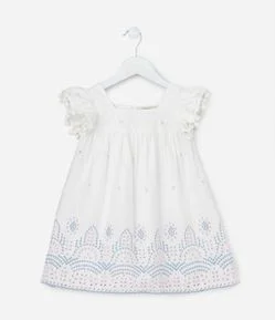 Vestido Infantil em Laise com Bordado na Barra - Tam 1 a 5 Anos