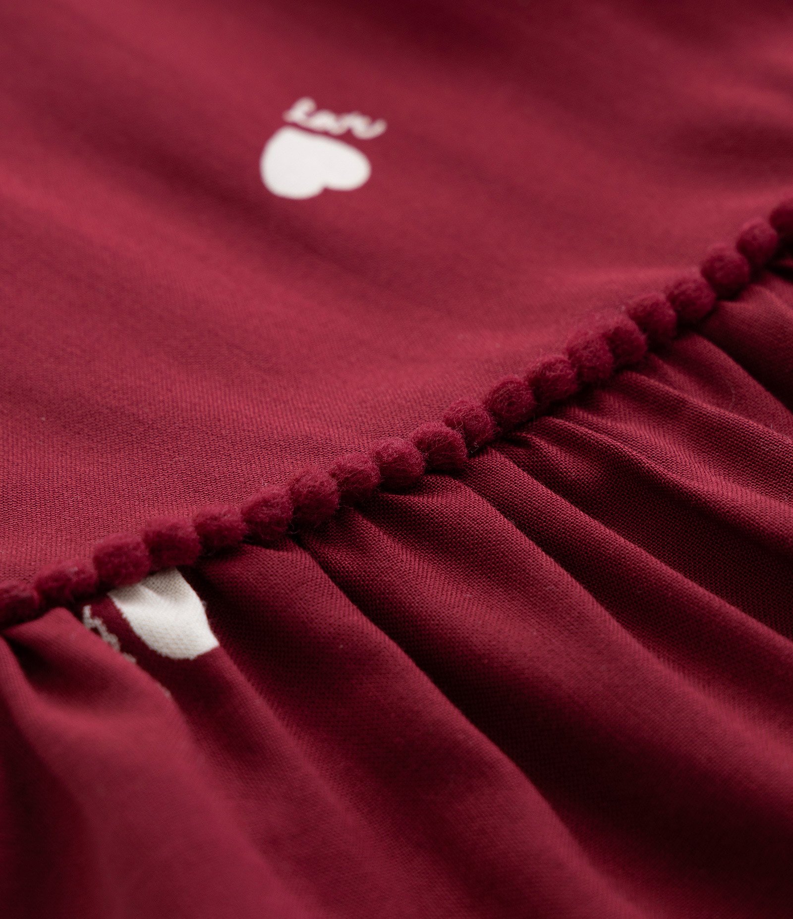 Vestido Infantil com Babados e Estampa Corações - Tam 1 a 5 Anos Vermelho Bordô 4