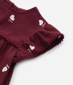 Vestido Infantil com Babados e Estampa Corações - Tam 1 a 5 Anos