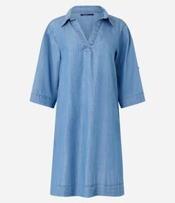 Vestido Midi em Jeans com Manga 3/4