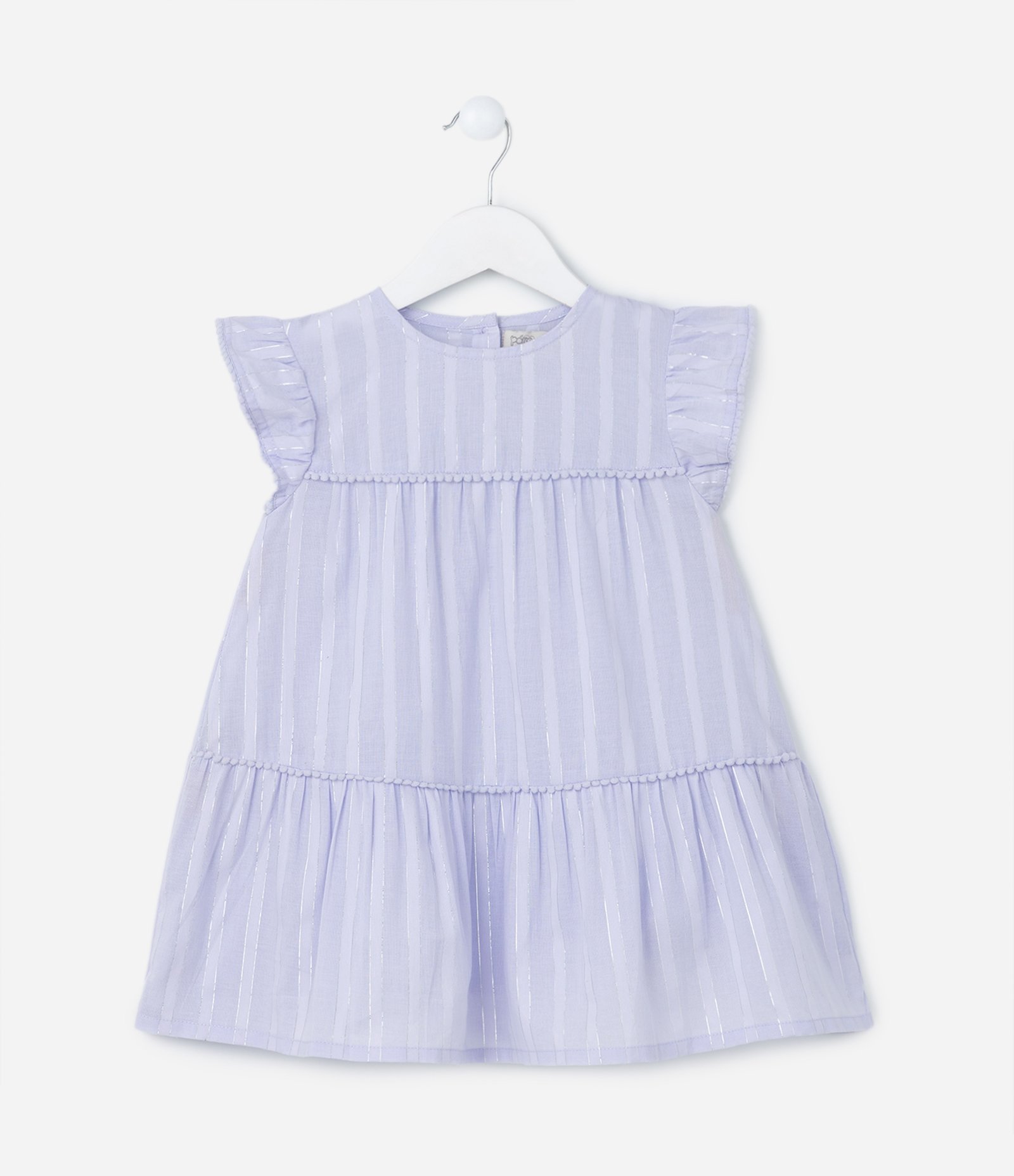Vestido Marias Infantil em Tricoline com Fio Metalizado - Tam 1 a 5 Anos Lilás 1