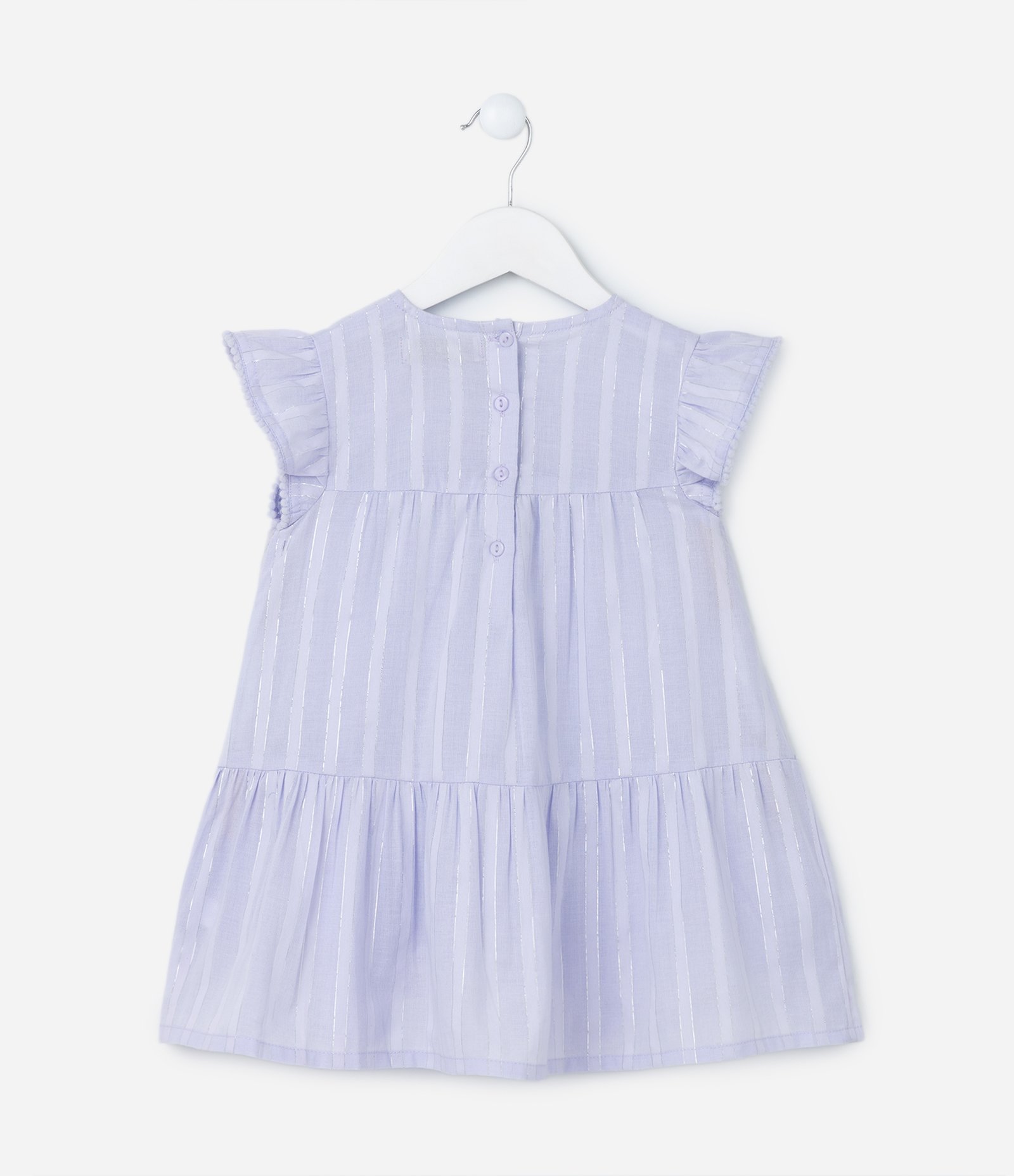 Vestido Marias Infantil em Tricoline com Fio Metalizado - Tam 1 a 5 Anos Lilás 2