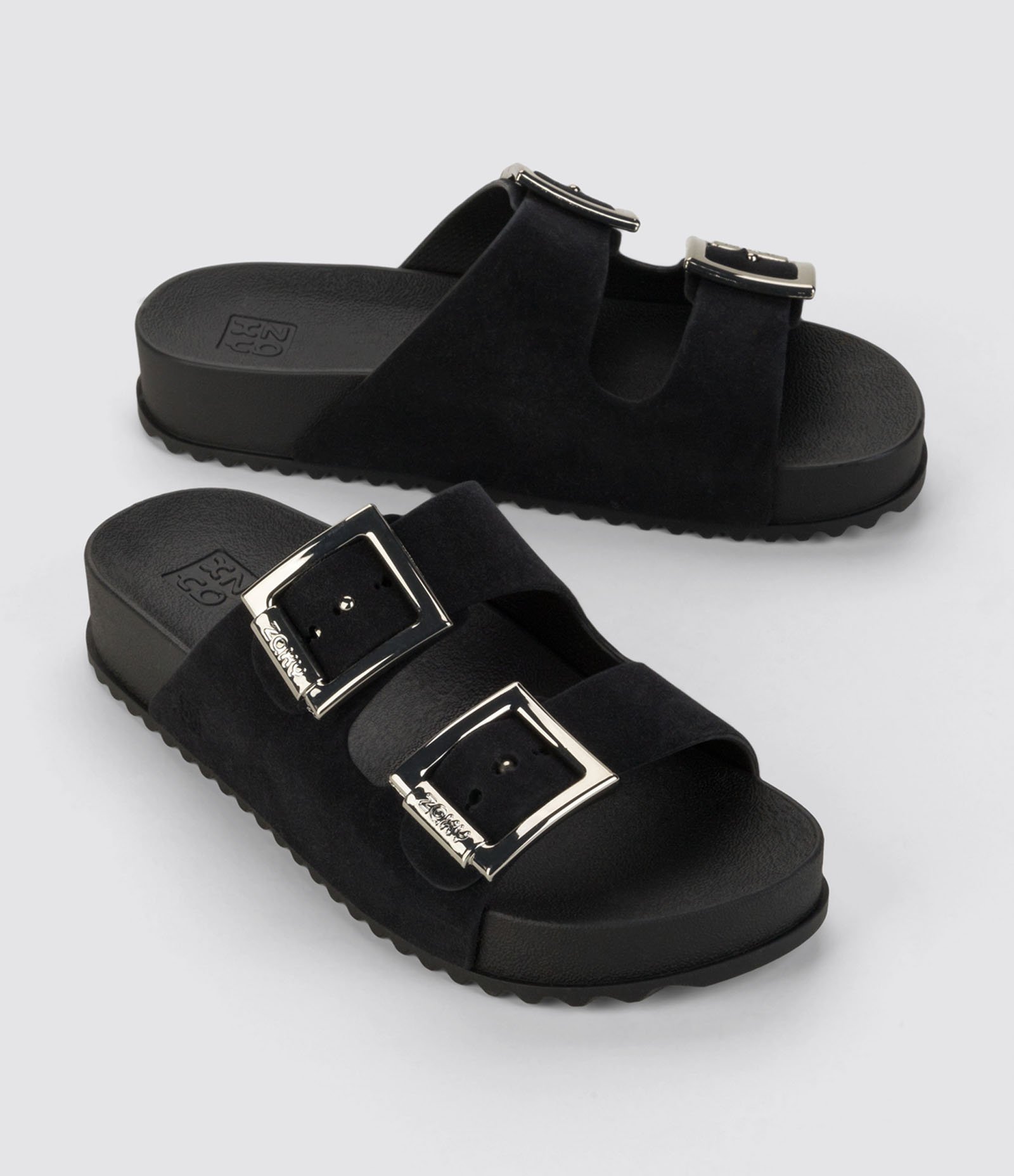 Sandália Rasteira Slide com Tiras Largas Preto 1